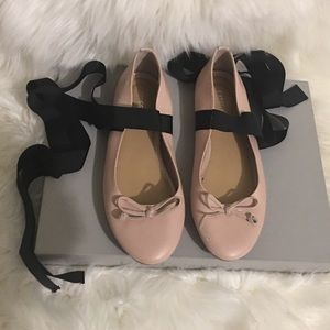 Blush pink Express ankle wrap ballerina flats
